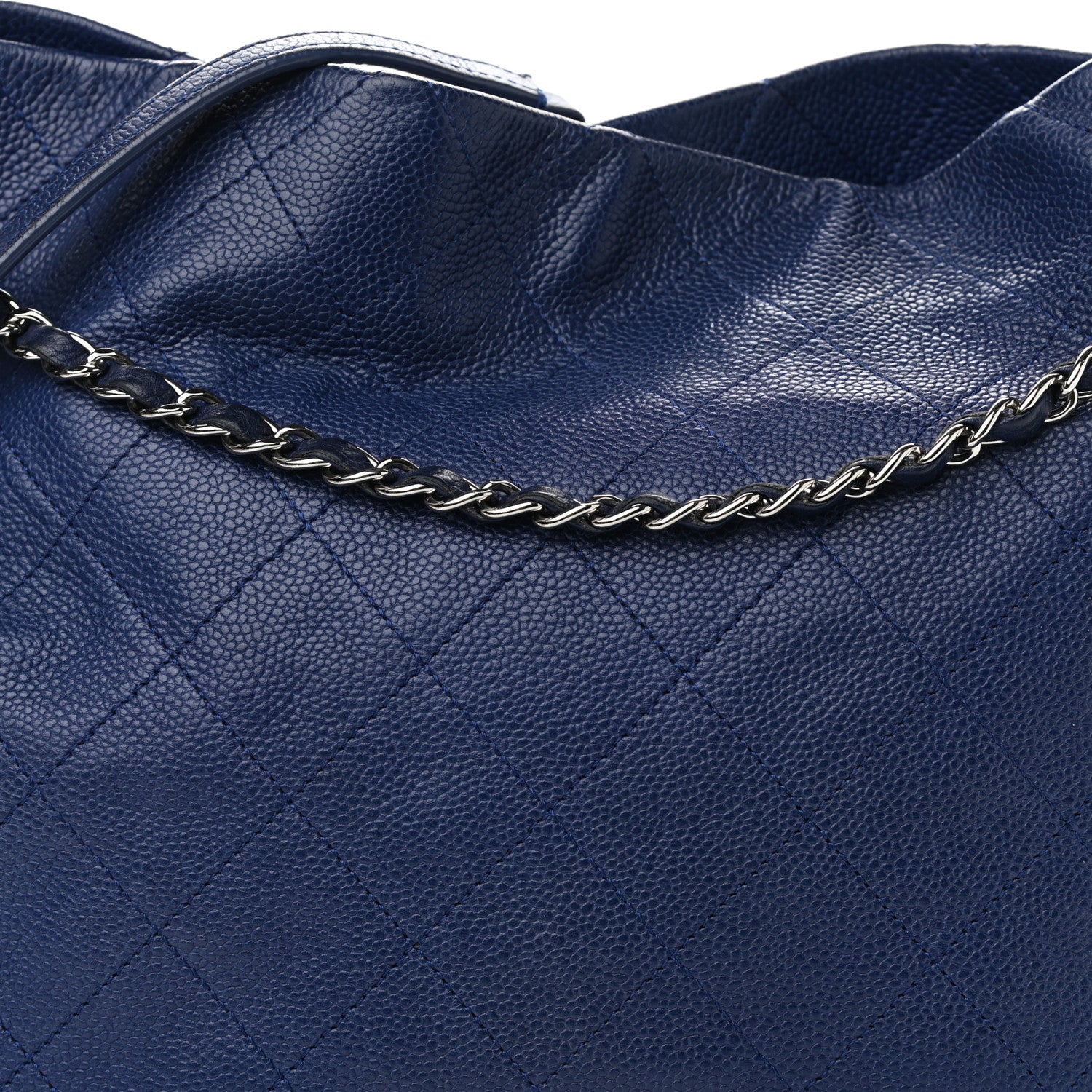 Chanel Grained Calfskin Stitched CC Pocket Tote Navy Blue 7 of 13
