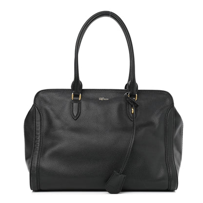 Alexander McQueen Pebbled Calfskin Large Skull Padlock Zip Around Tote Black 1 of 15