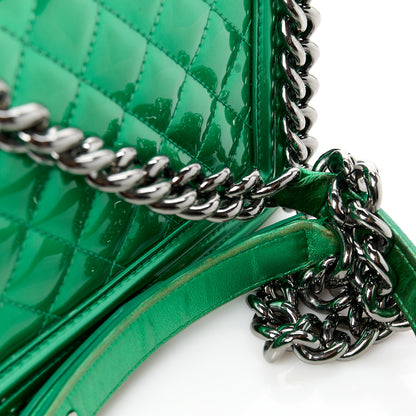 Chanel Metallic Patent Calfskin Quilted Small Boy Flap Green 12 of 15