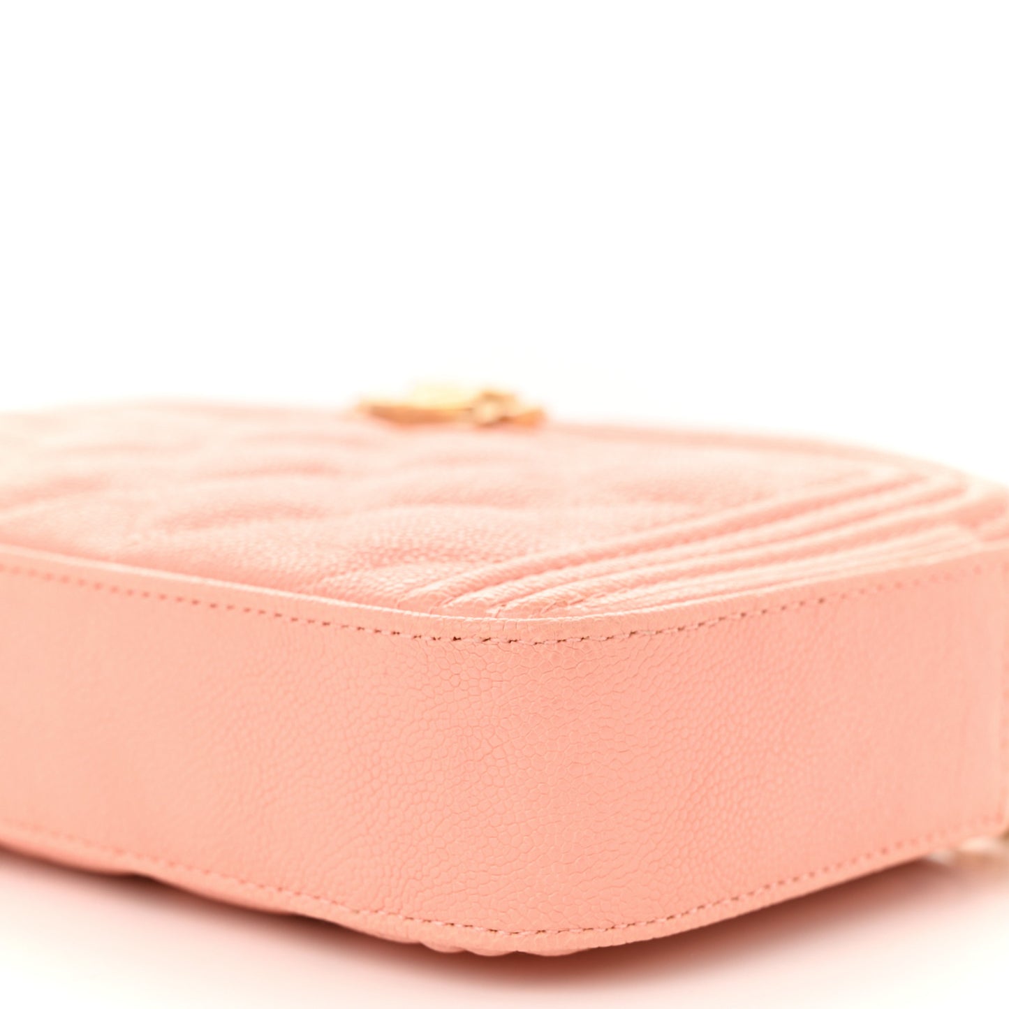 Caviar Quilted Small Boy Clutch With Chain Light Pink