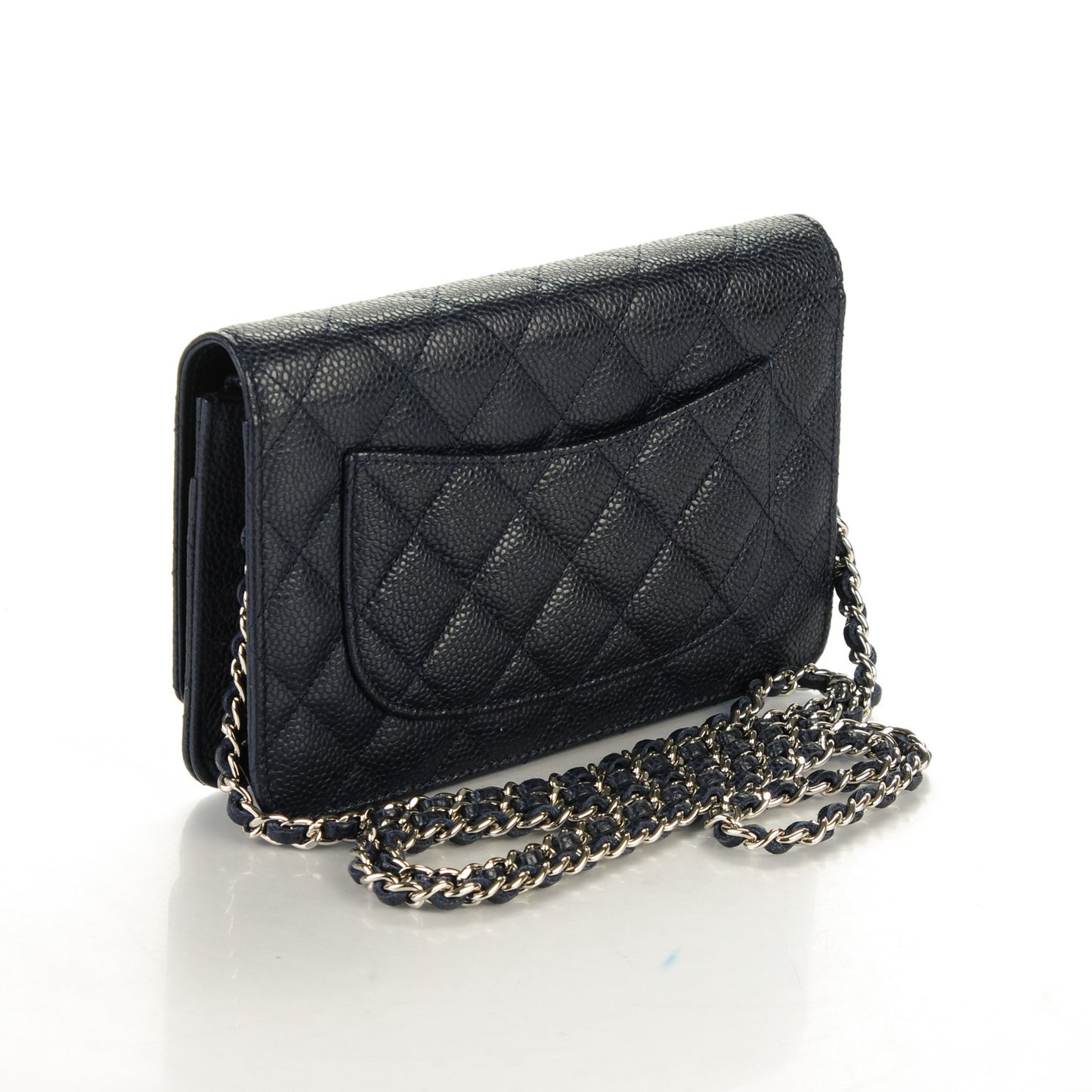 Caviar Quilted Wallet On Chain WOC Navy