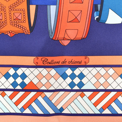 Hermes Silk Colliers de Chiens Giant Scarf 140 Indigo Orange Cobalt 4 of 5