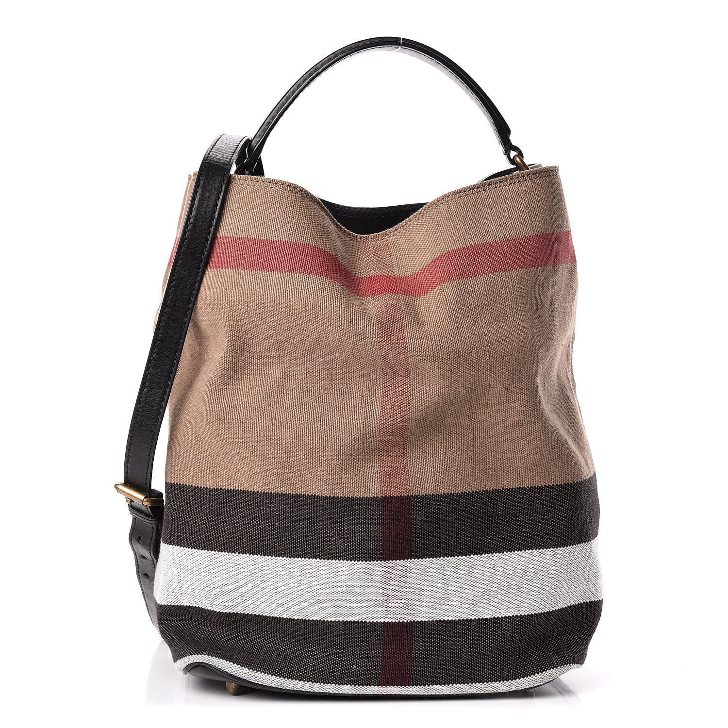 Burberry Canvas Mega Check Medium Ashby Hobo Black 1 of 11