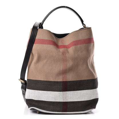 Burberry Canvas Mega Check Medium Ashby Hobo Black 1 of 11