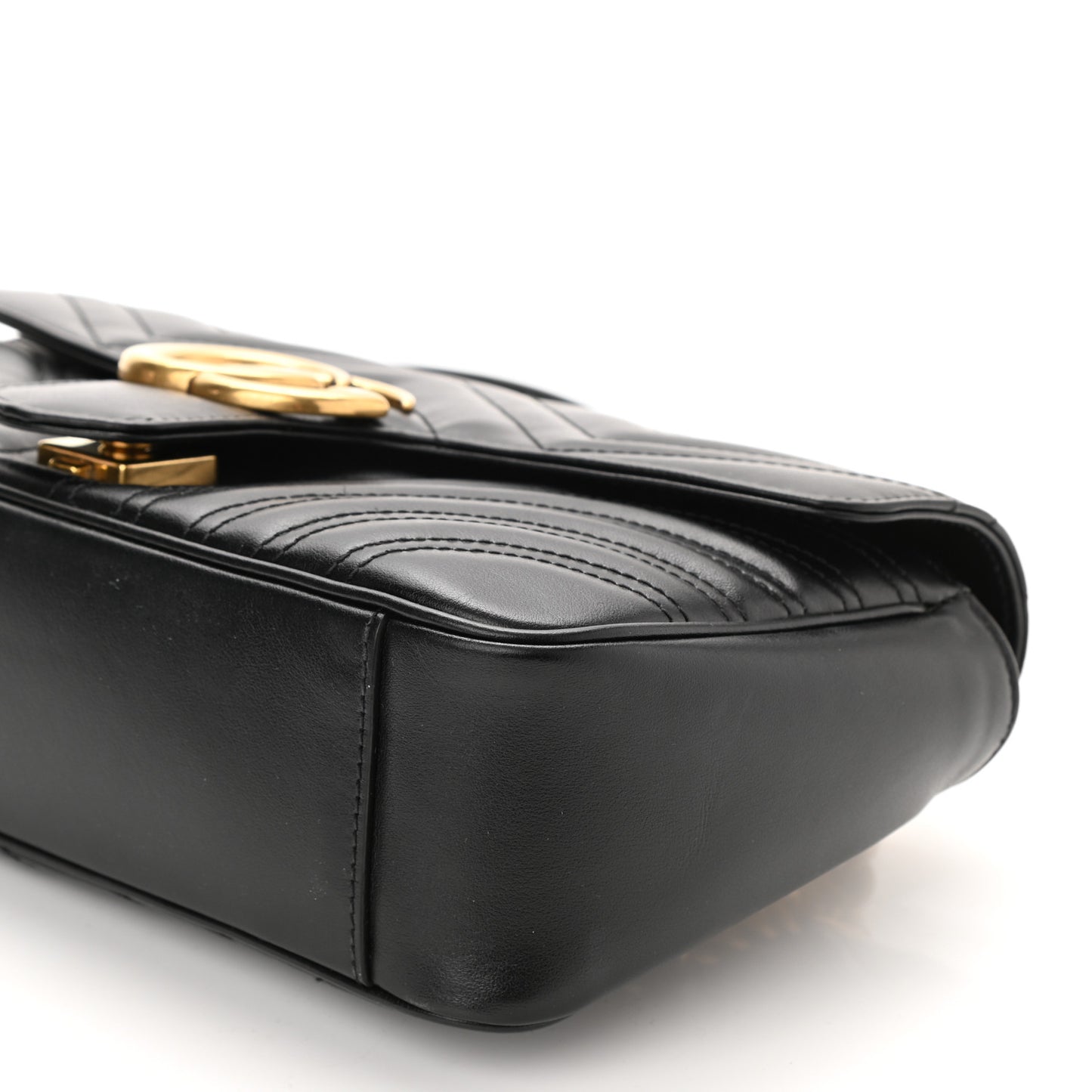 Calfskin Matelasse Small GG Marmont Shoulder Bag Black