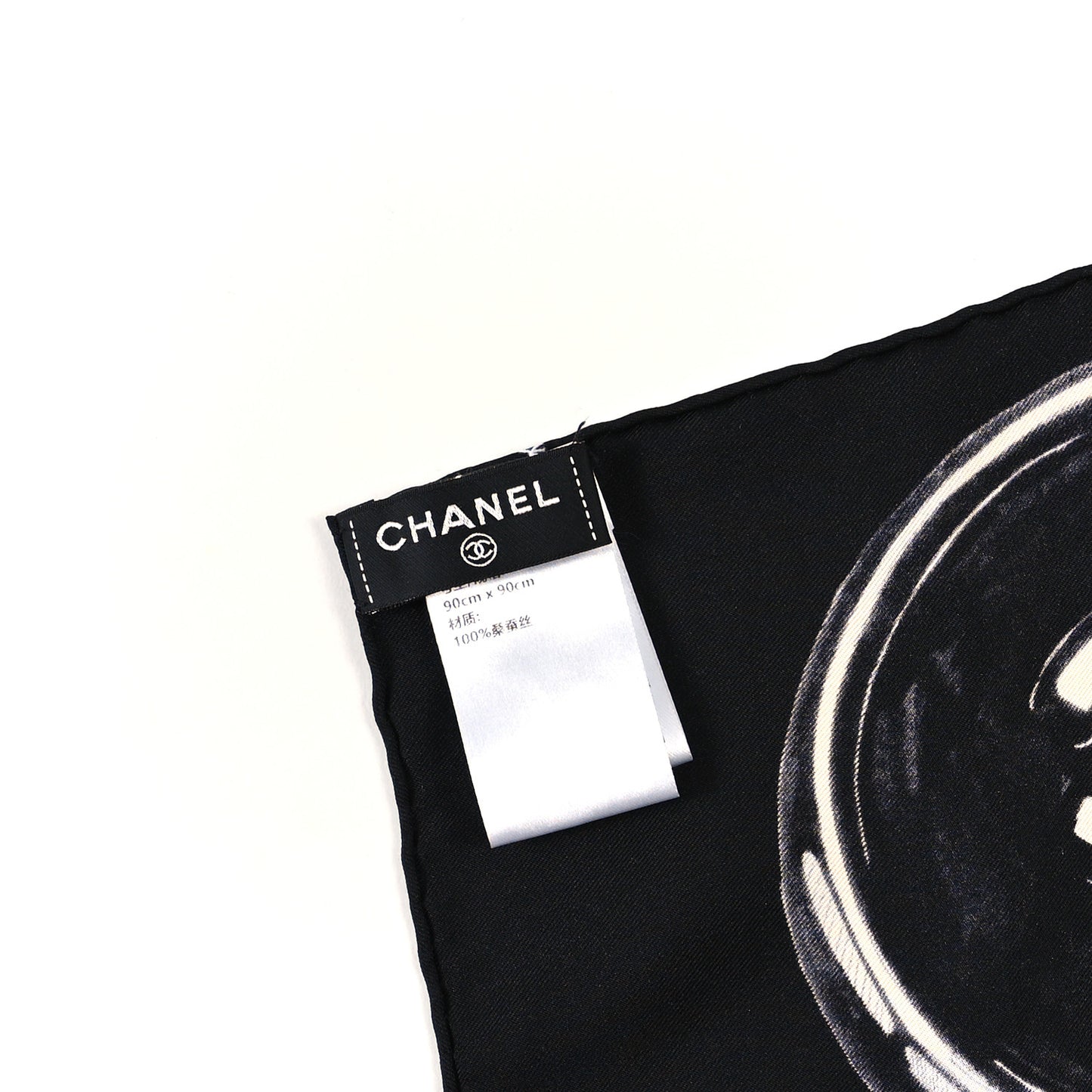 Silk CC Scarf Black Blue White