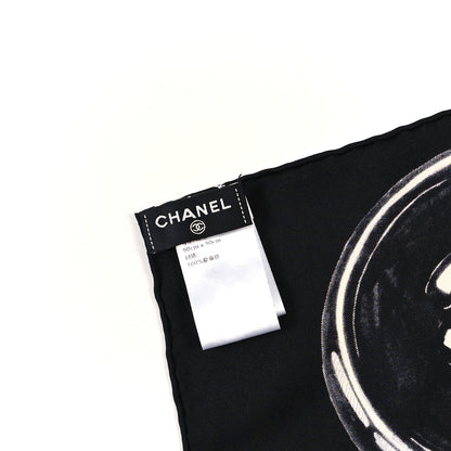 Chanel Silk CC Scarf Black Blue White 4 of 4