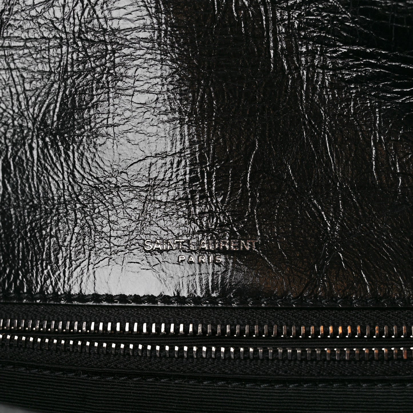 Crinkled Calfskin Matelasse Monogram Medium Niki Chain Satchel Black