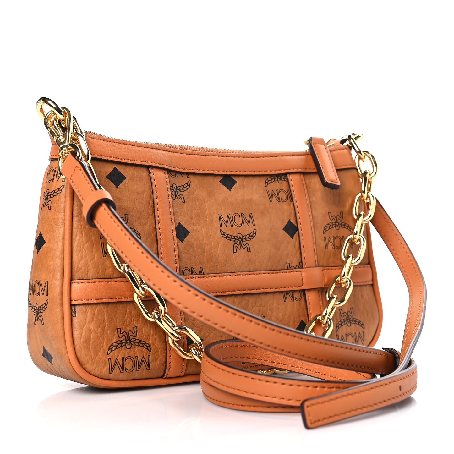 Visetos Nappa Mini Delmy Chain Shoulder Bag Cognac