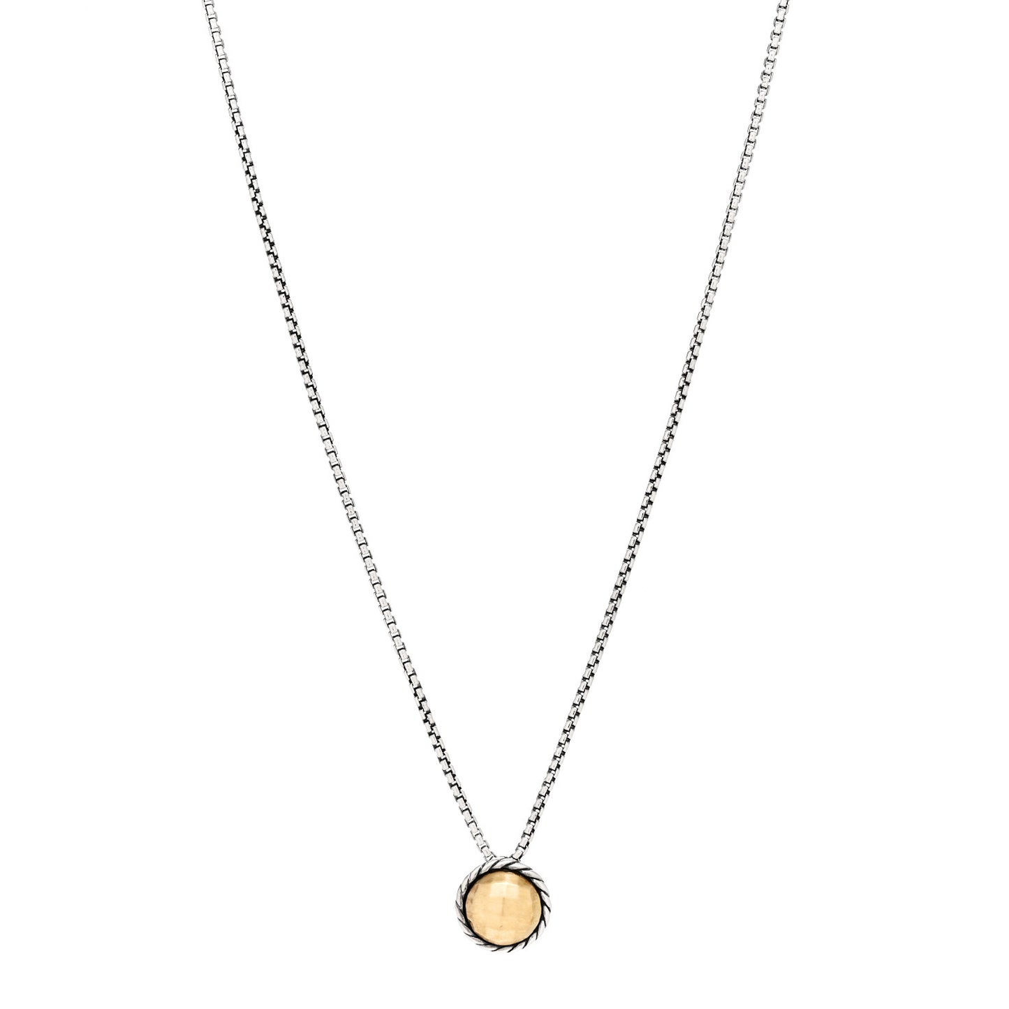 Sterling Silver 18K Yellow Gold 8mm Petite Chatelaine Pendant Necklace
