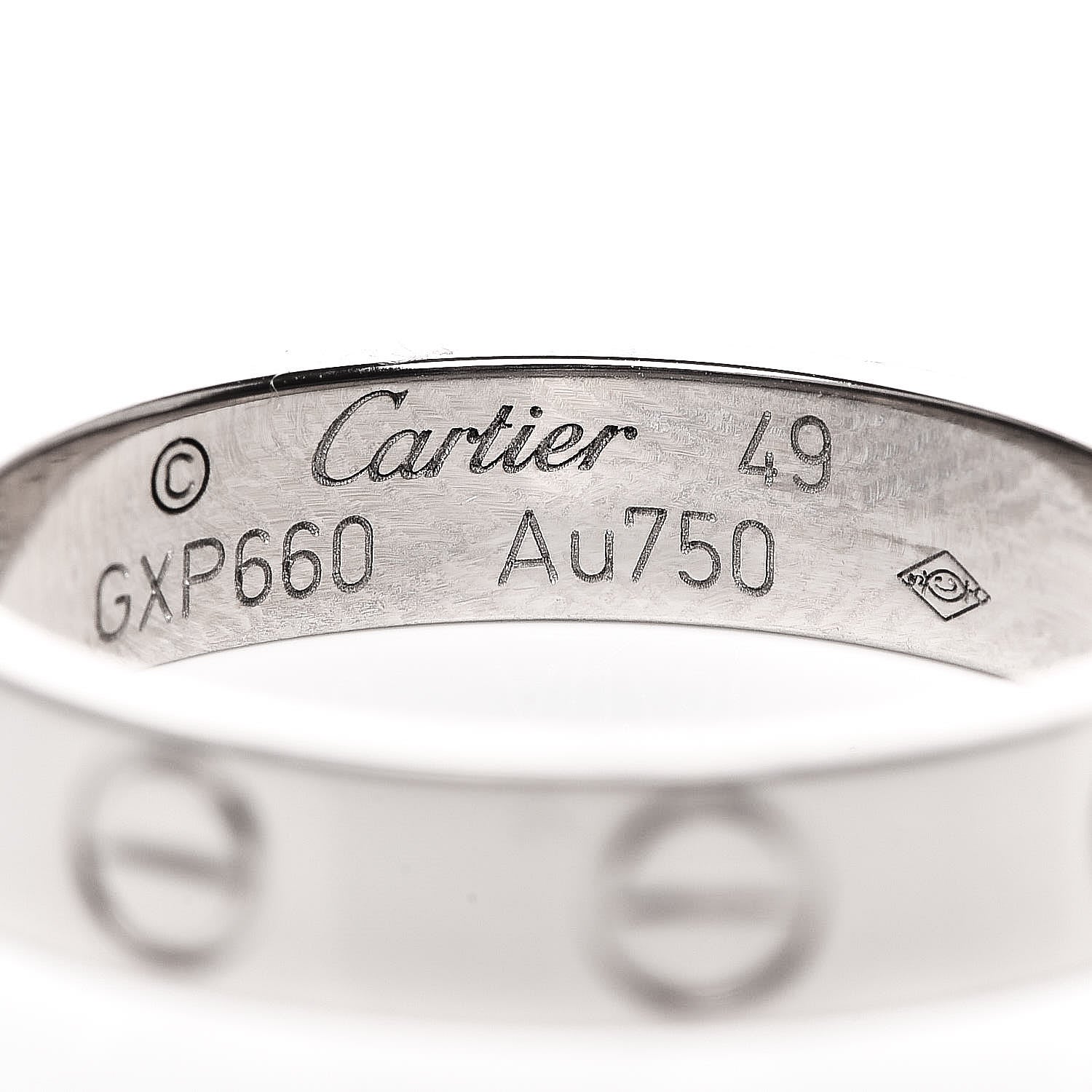 Cartier 18K White Gold 3.5mm LOVE Wedding Band Ring 49 4.75 4 of 5