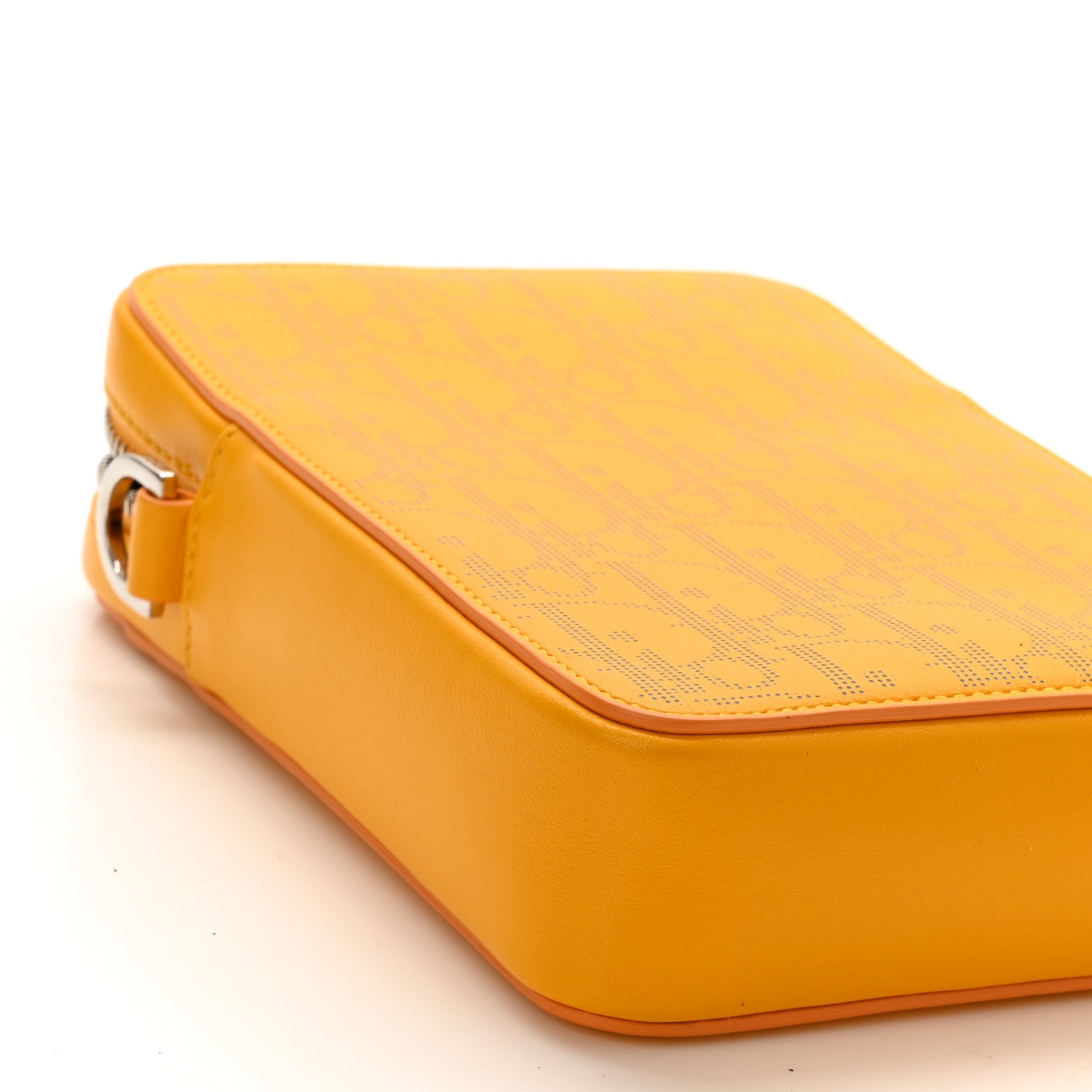 Christian Dior Calfskin Oblique Galaxy Perforated World Tour Messenger Pouch Yellow 9 of 10