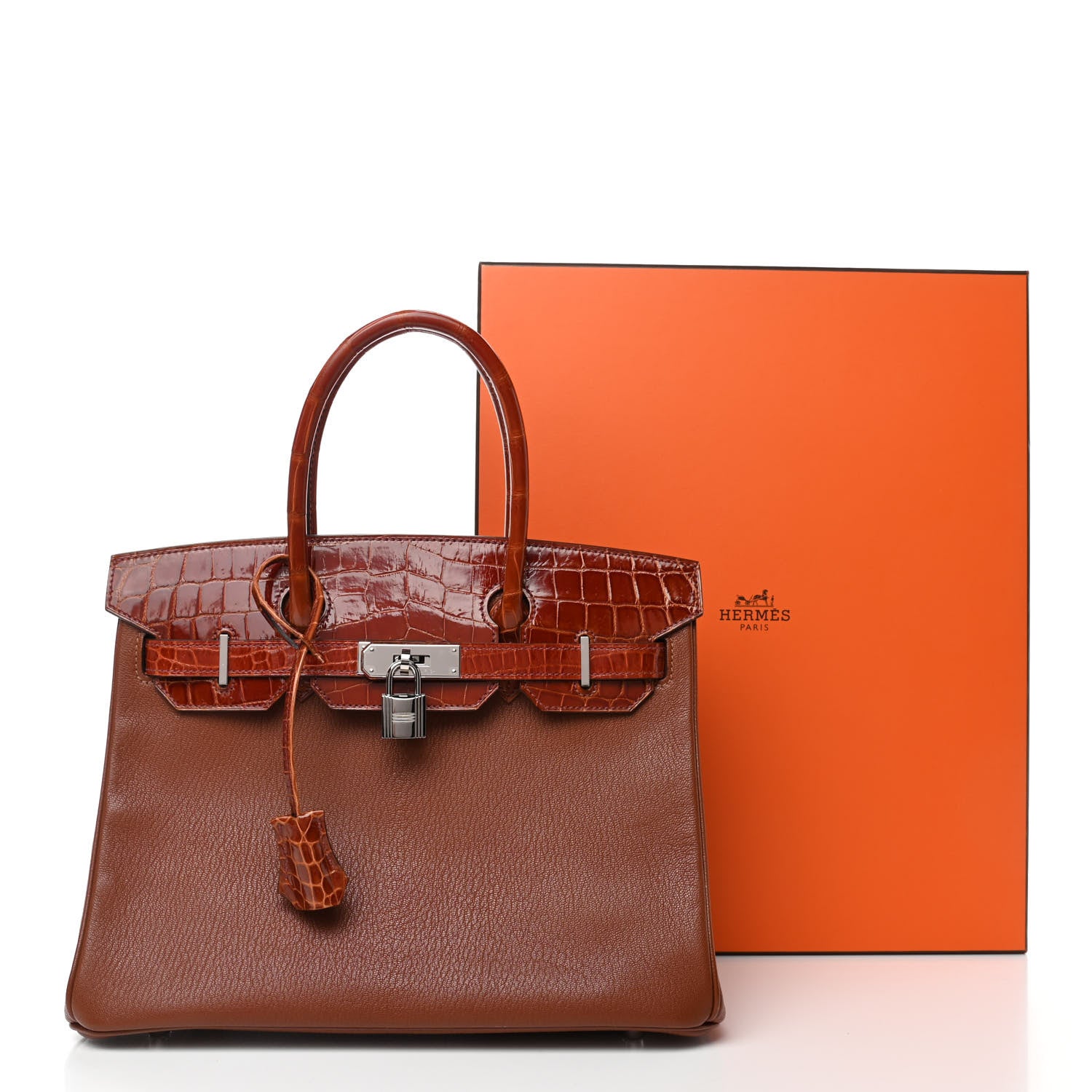 Hermes Chevre Mysore Shiny Niloticus Crocodile Birkin Touch 30 Noisette Etrusque 11 of 11