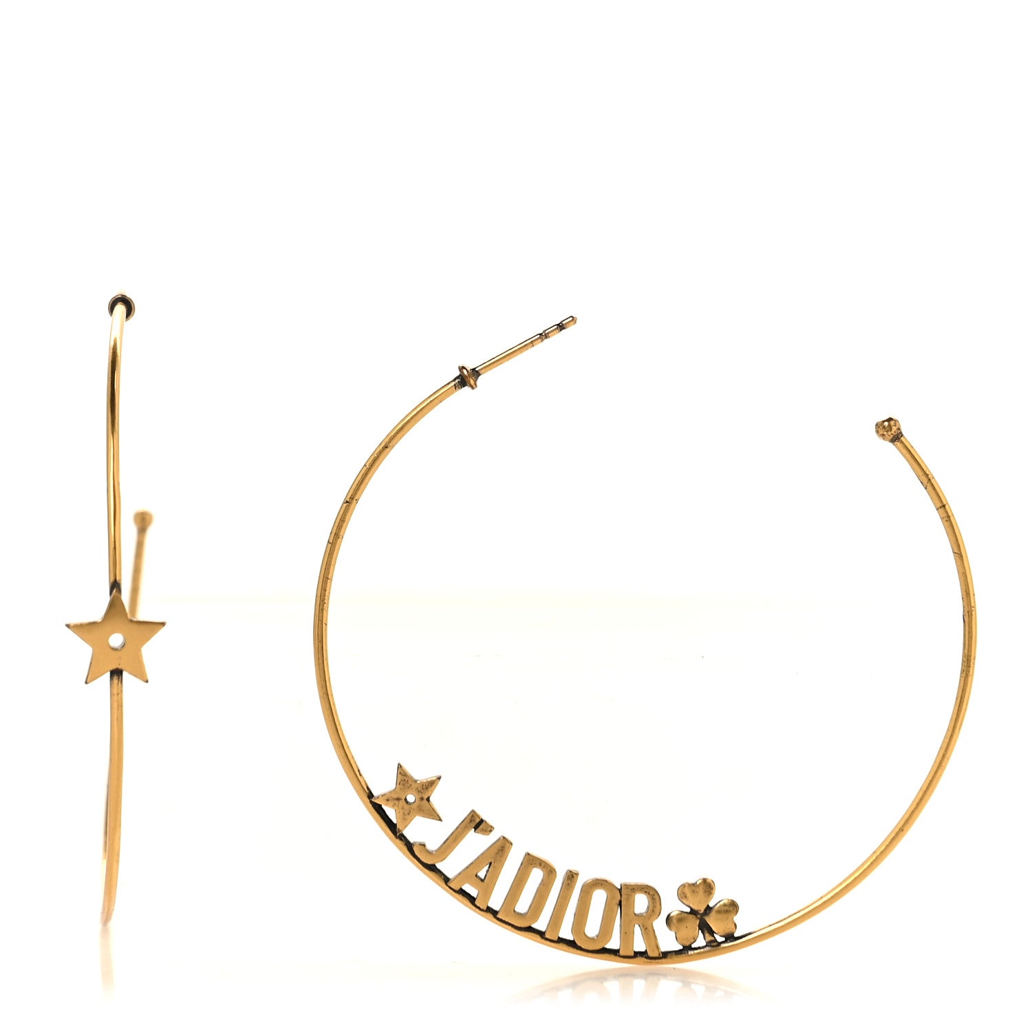 Christian Dior Metal J Adior Hoop Earrings Aged Gold 1 of 5