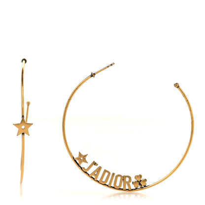 Christian Dior Metal J Adior Hoop Earrings Aged Gold 1 of 5