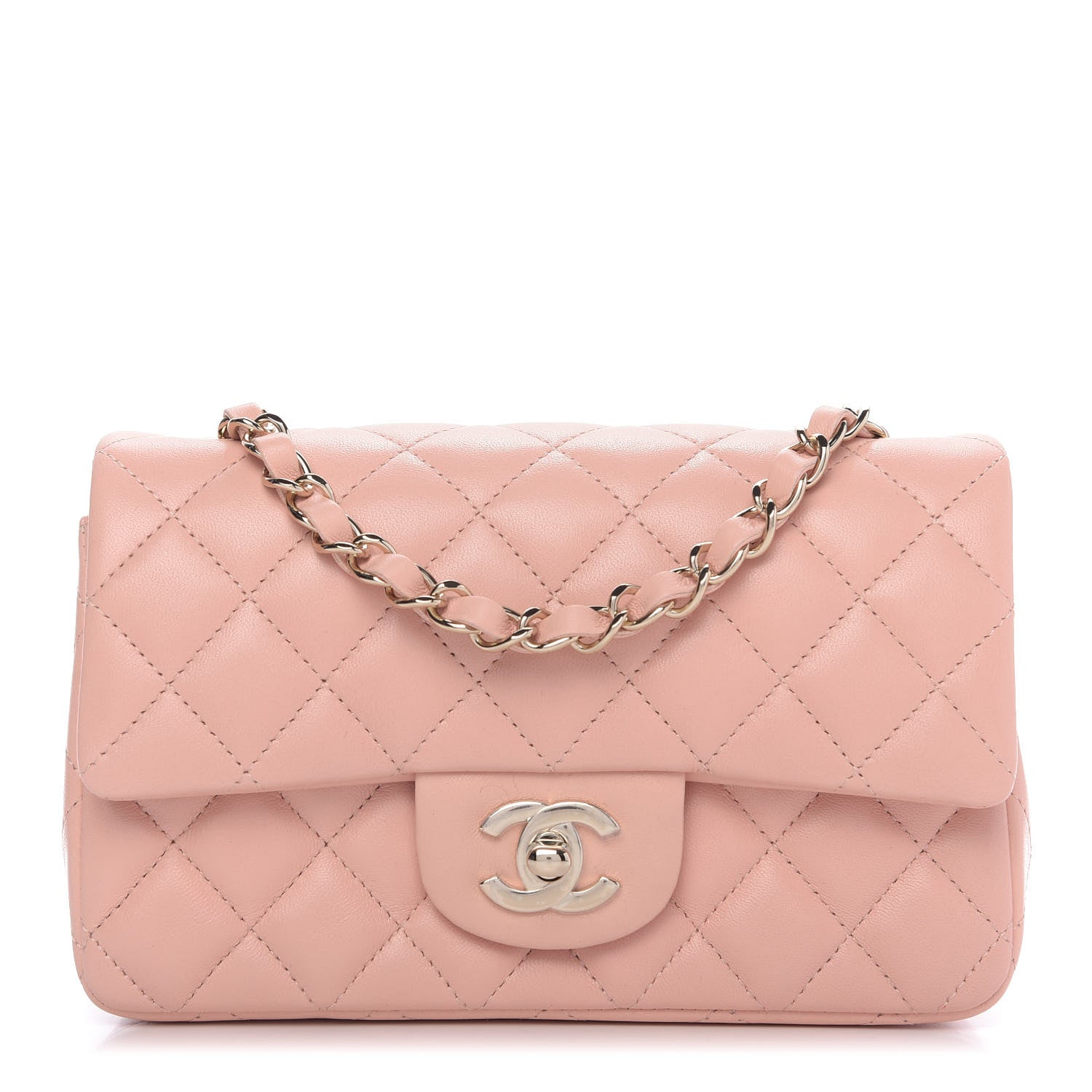 Chanel Lambskin Quilted Mini Rectangular Flap Light Pink 1 of 10