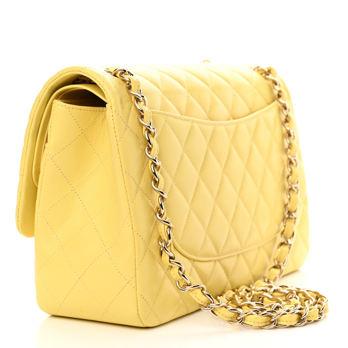 Caviar Quilted Jumbo Double Flap Yellow