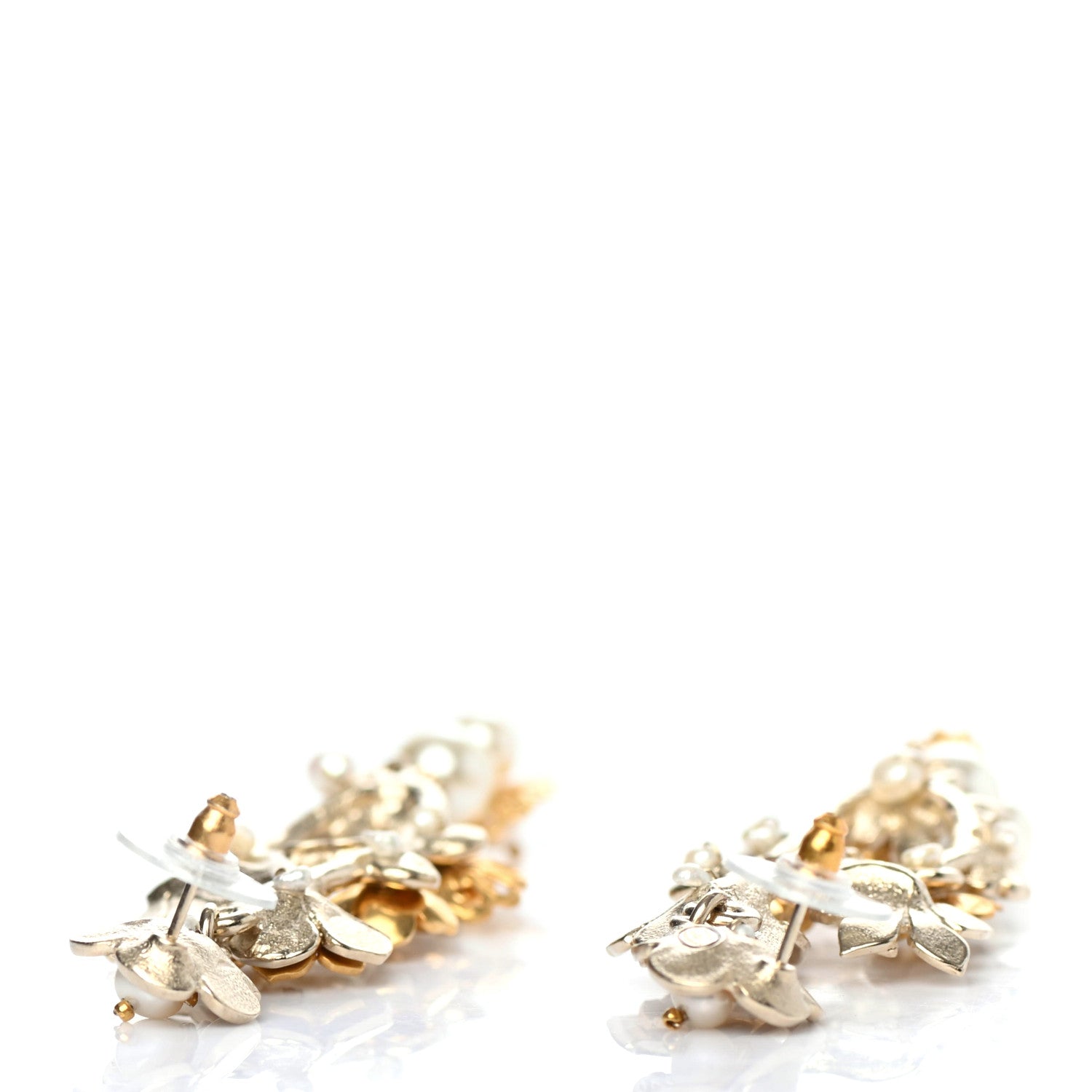 Chanel Pearl Camelia Earrings Gold 3 of 4