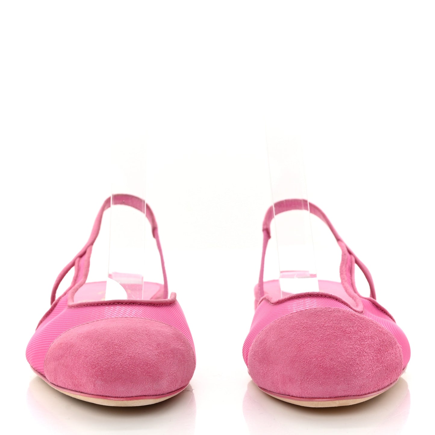 Mesh Suede Kidskin Cap Toe CC Slingback Flat 38 Pink