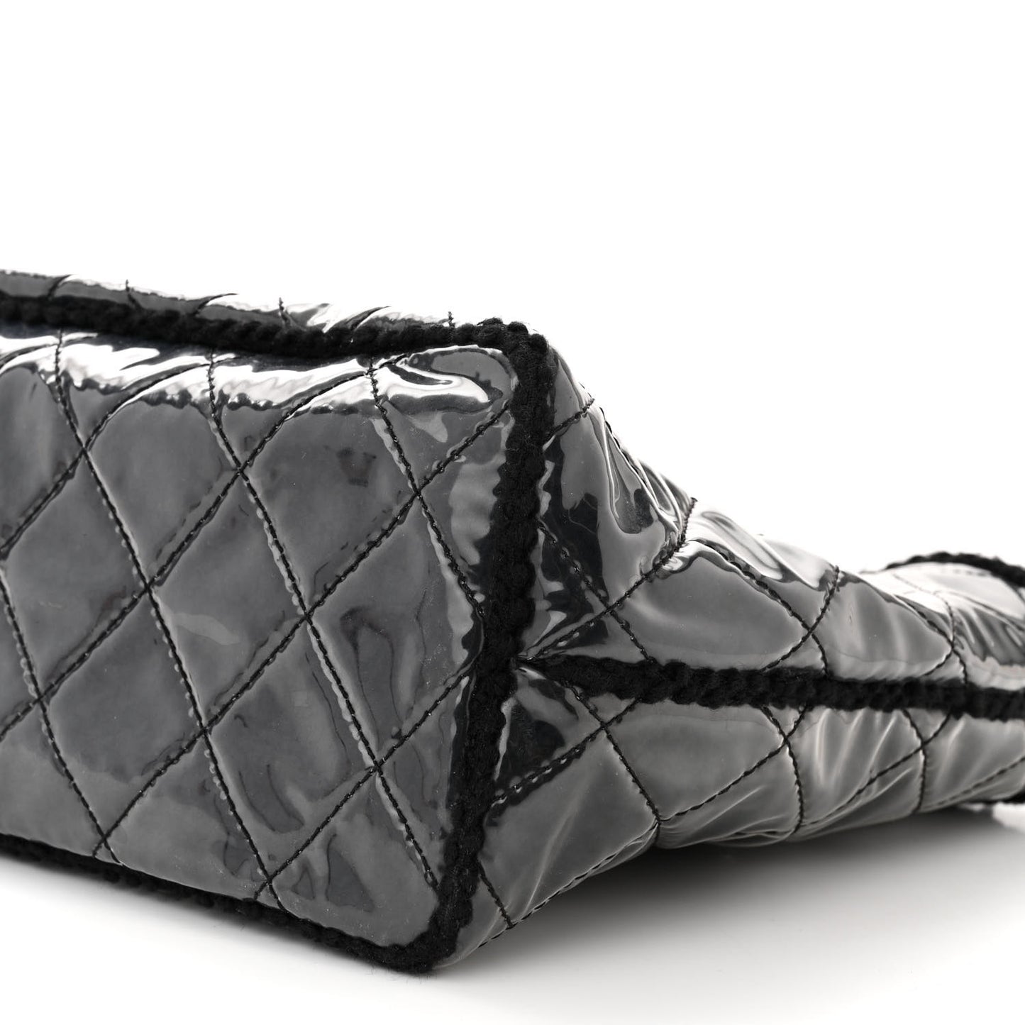 Vinyl Quilted Funny Tweed Tote Black