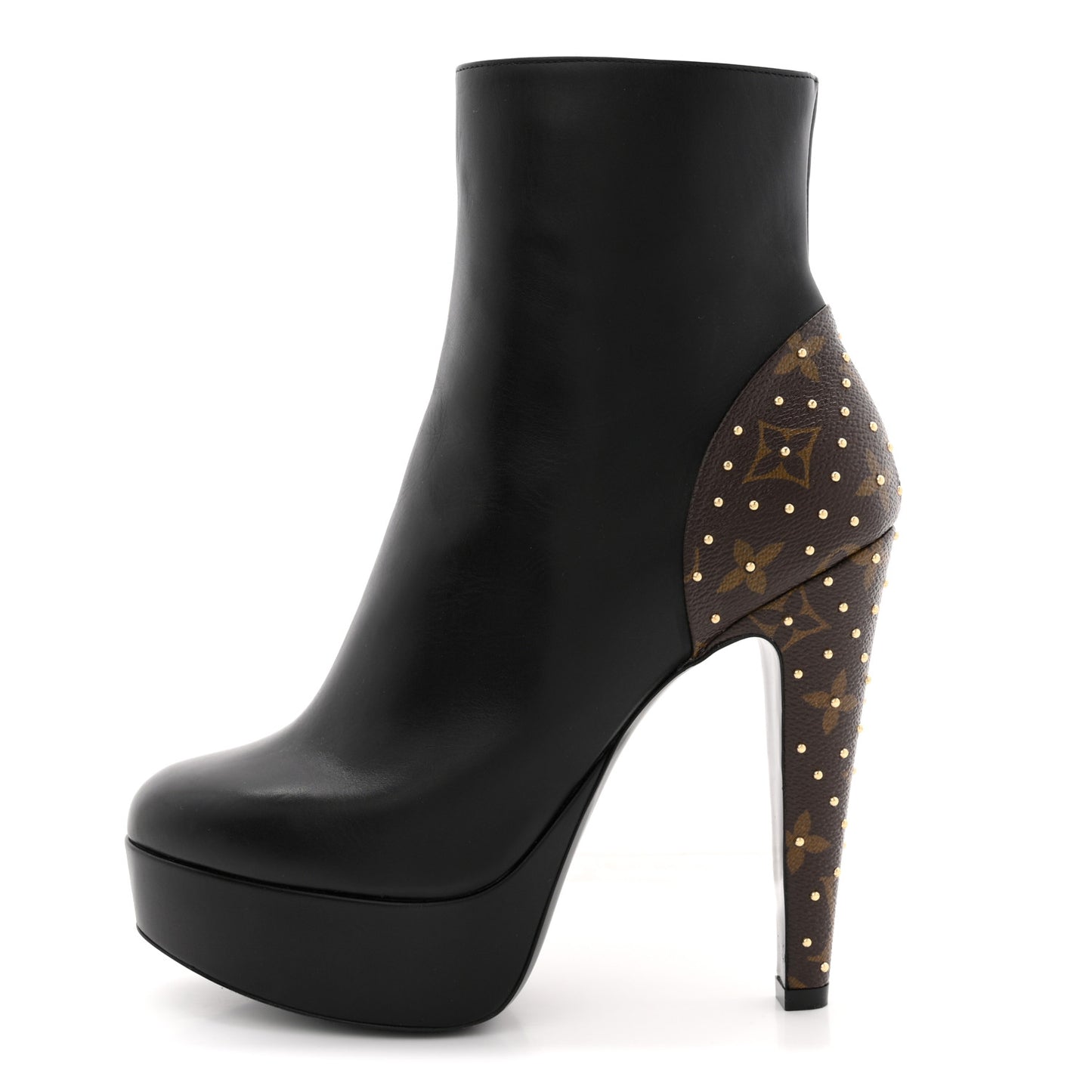 Soft Calfskin Monogram Afterglow Platform Ankle Boots 39 Black