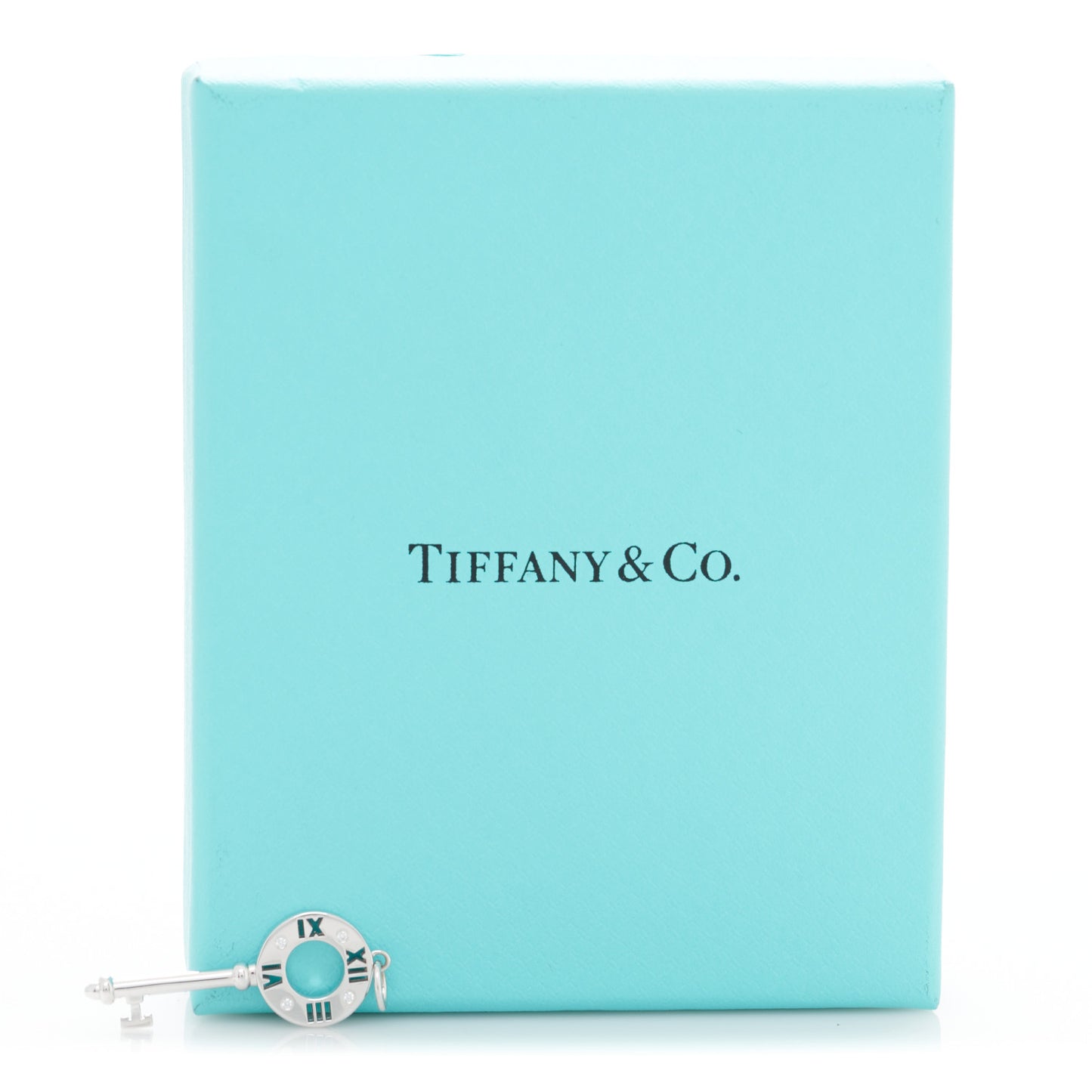 18K White Gold Diamond Atlas Pierced Key Pendant
