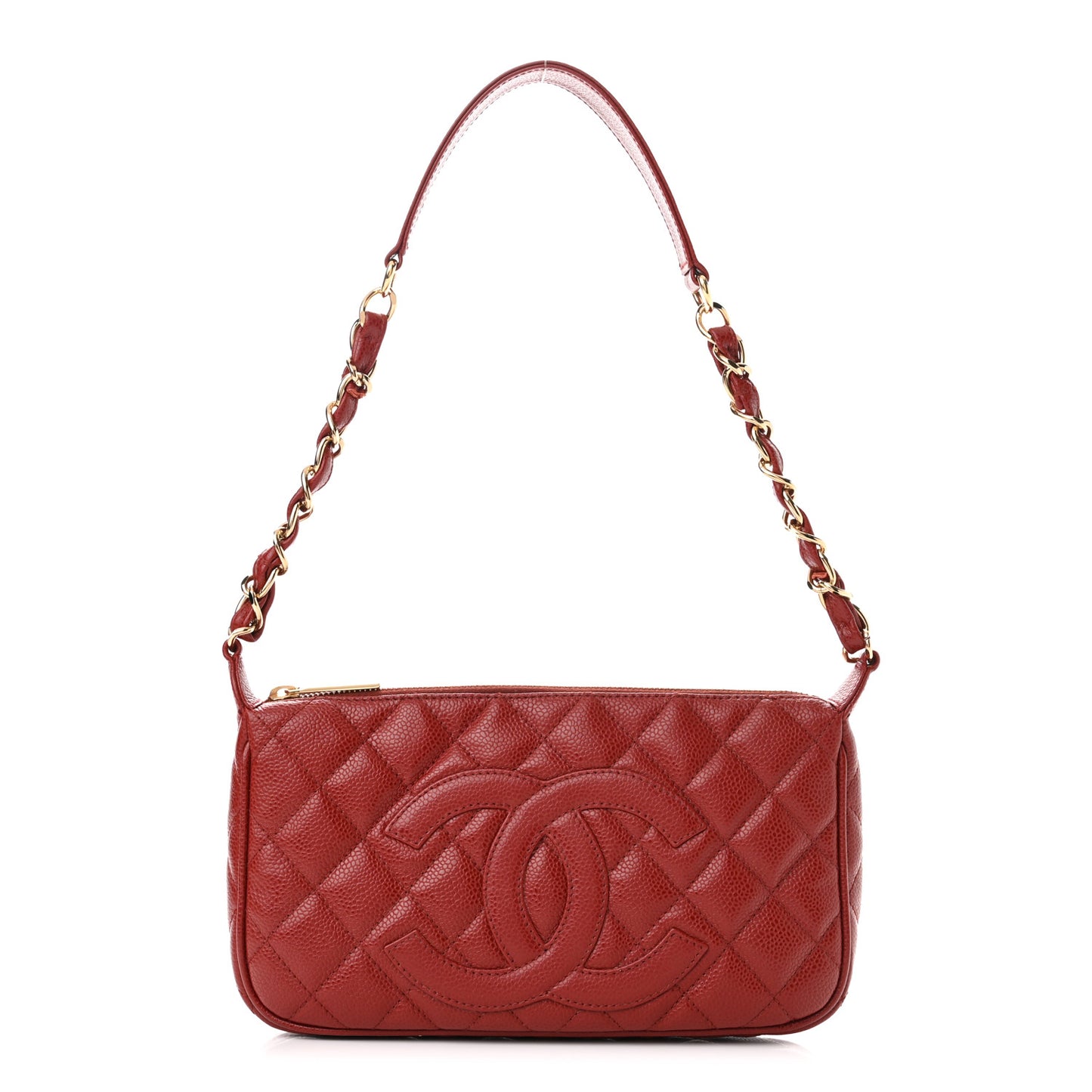 Caviar Quilted Timeless CC Shoulder Bag Red
