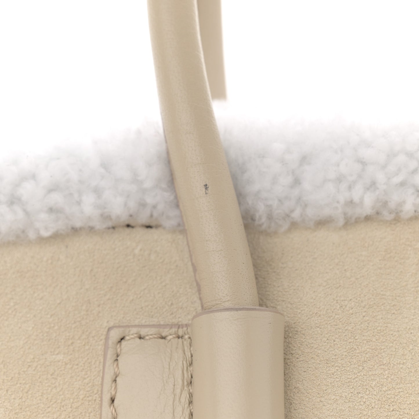 Suede Shearling Small Antigona Natural Beige