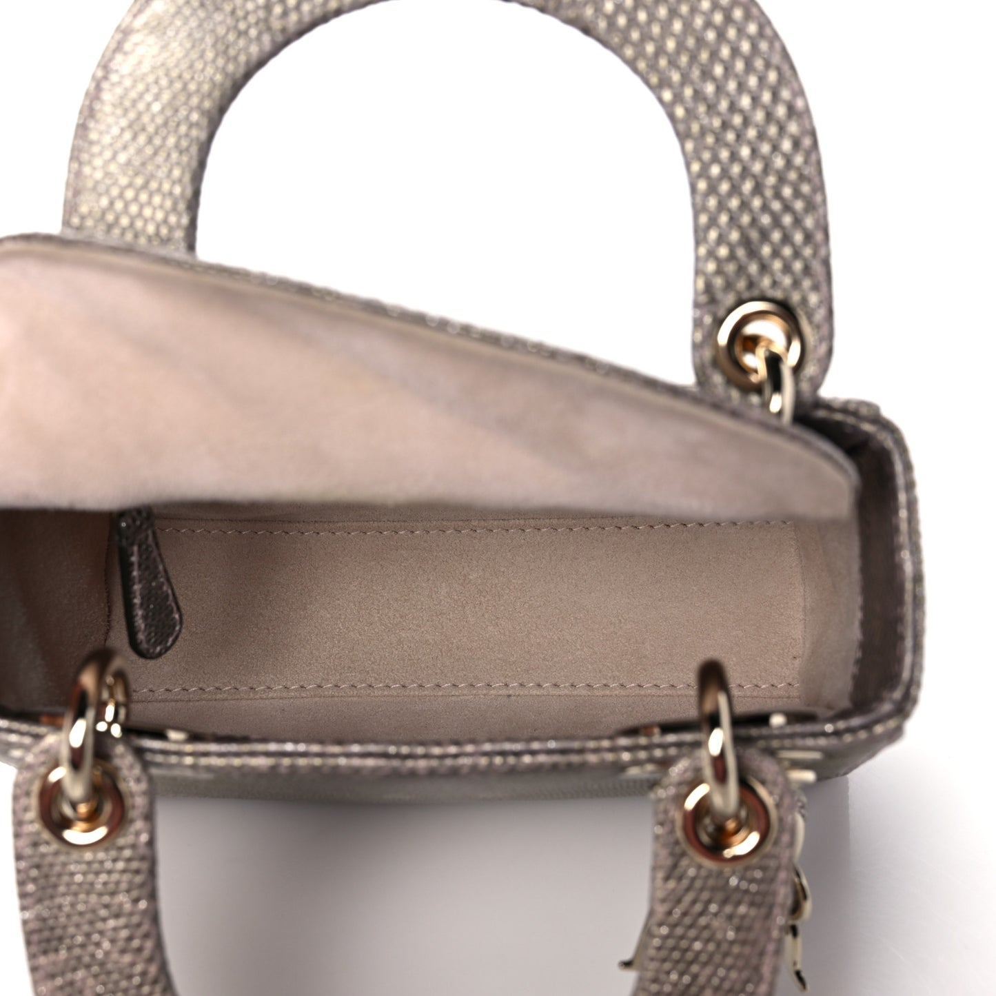 Metallic Lizard Mini Lady Dior Natural