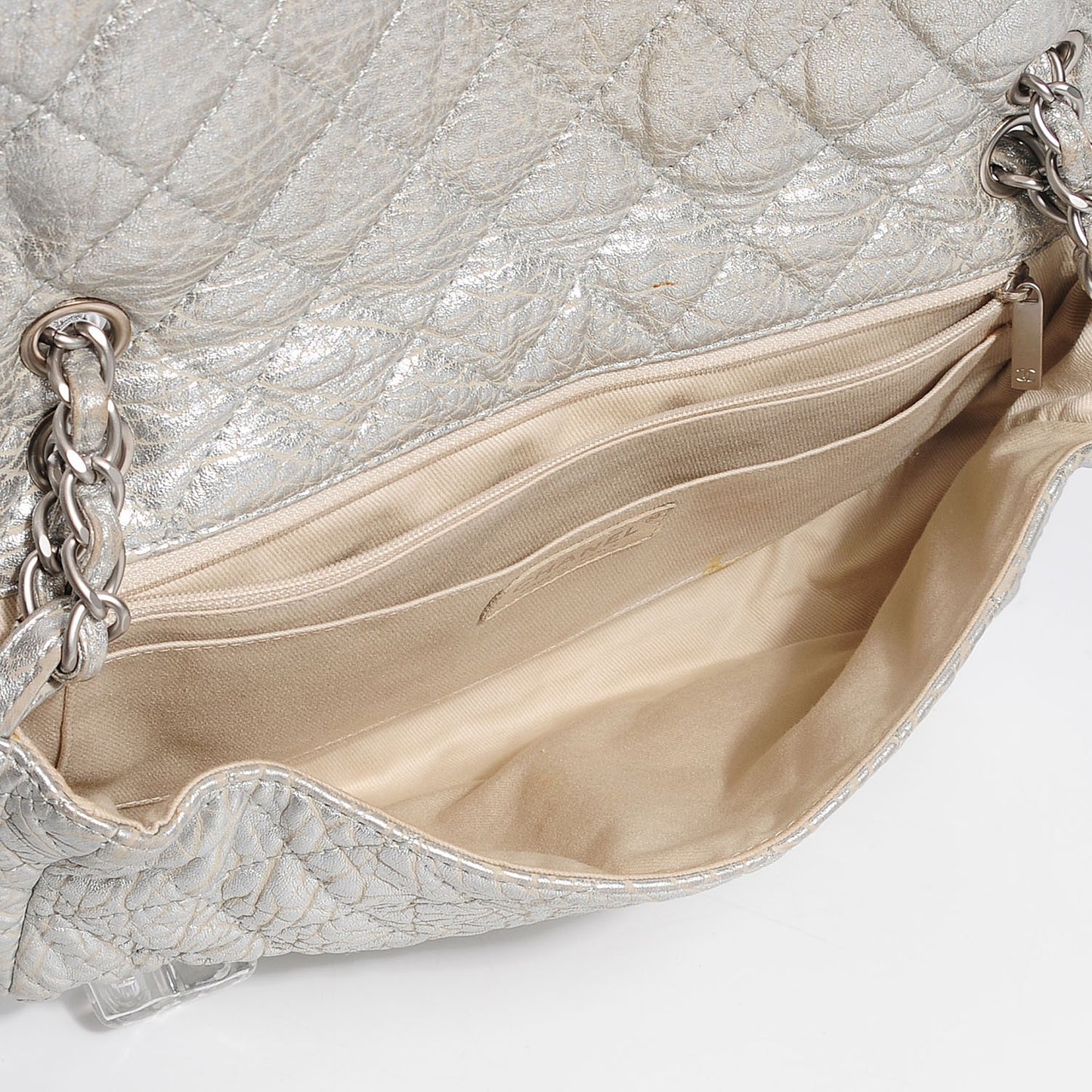 Calfskin Medium Ice Cube On the Rocks Flap Silver