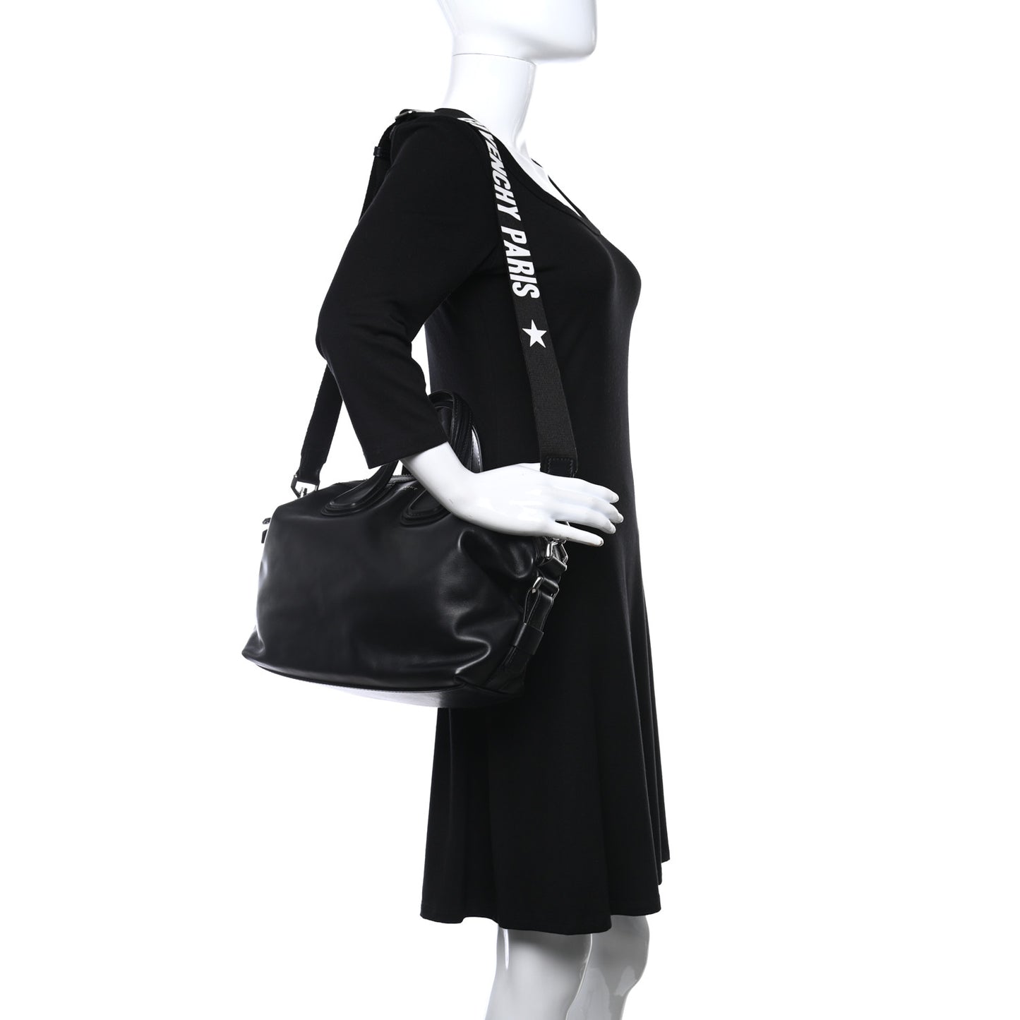 Waxed Calfskin Small Nightingale Logo Strap Black