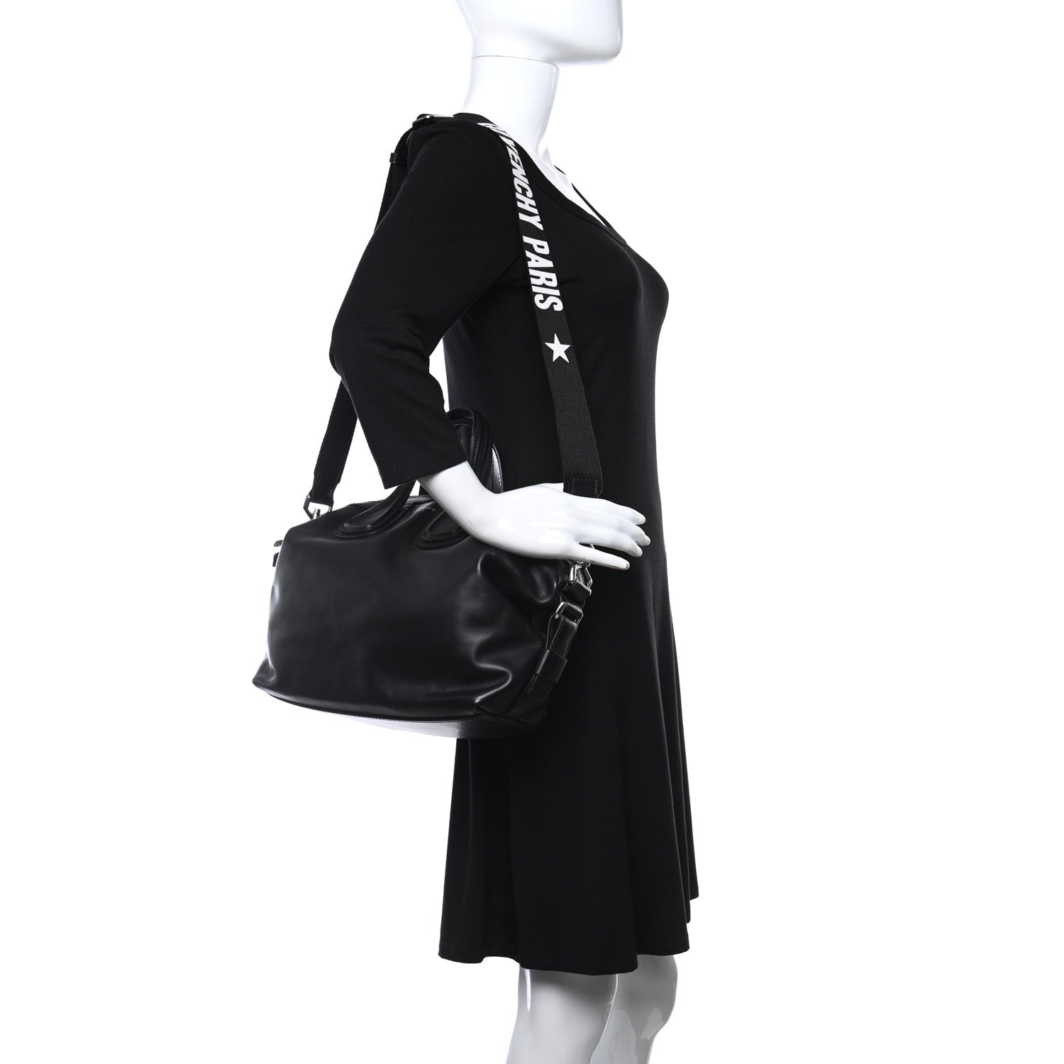 Givenchy Waxed Calfskin Small Nightingale Logo Strap Black 3 of 11