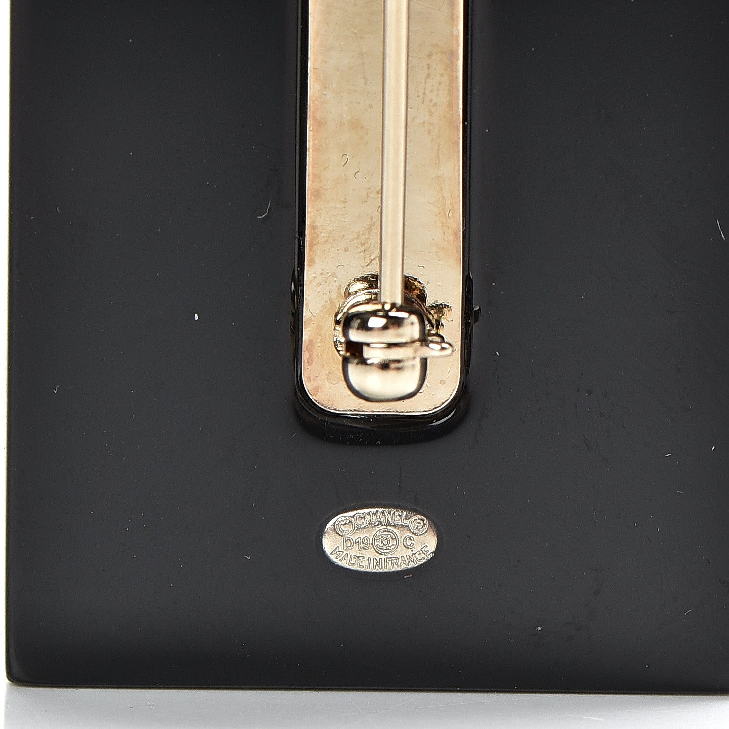 Chanel Resin Glitter Pearl Stripe CC Perfume Bottle Brooch Black Multicolor 4 of 5