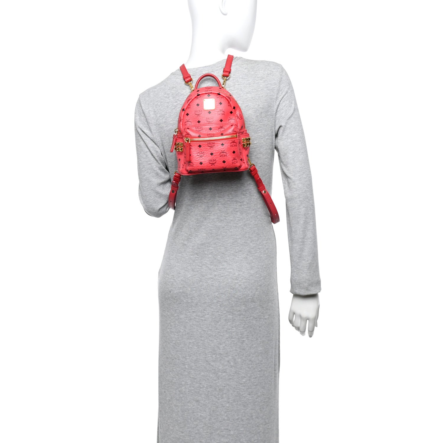 MCM Visetos Side Stud X-Mini Stark Bebe Boo Backpack Corail 2 of 13