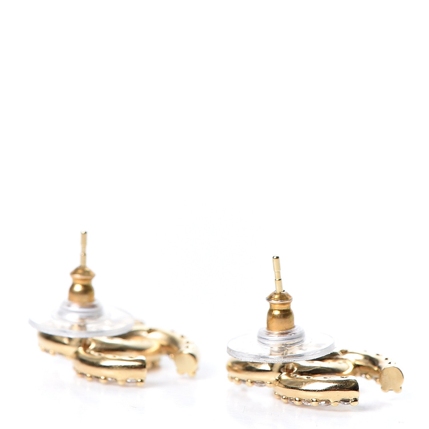 Chanel Crystal CC Earrings Gold 3 of 5