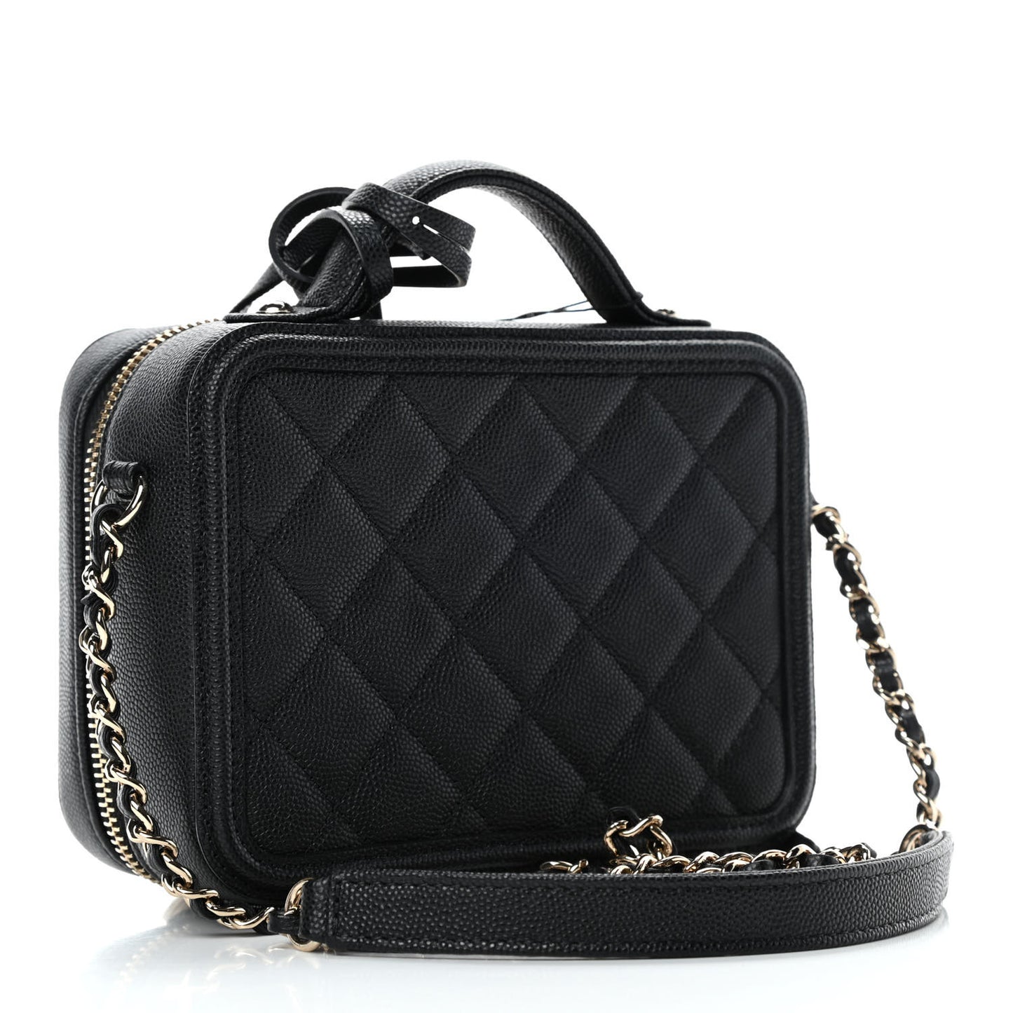 Caviar Quilted Small CC Filigree Vanity Case Black