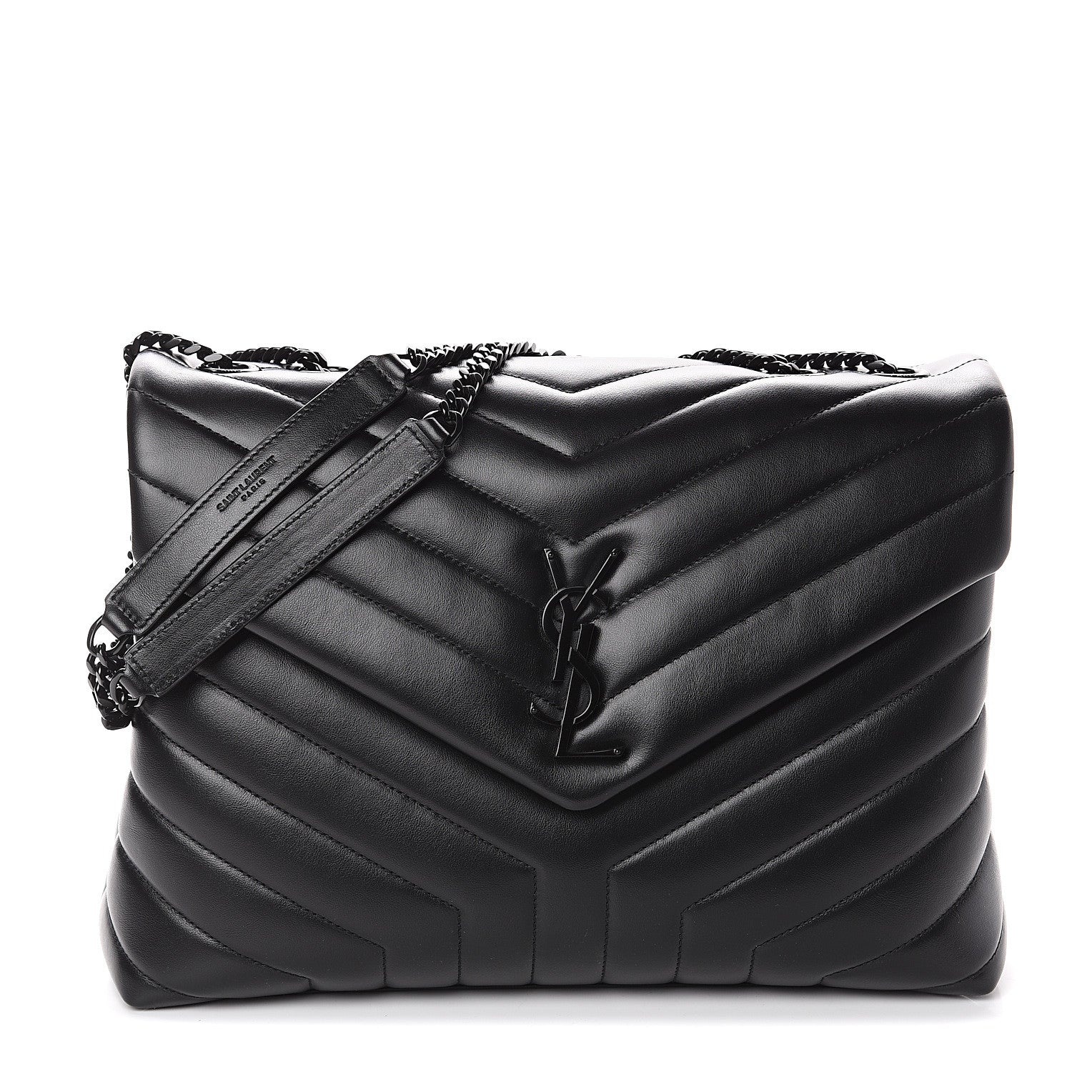 Saint Laurent Calfskin Y Quilted Monogram Medium Loulou Chain Satchel Black 1 of 8