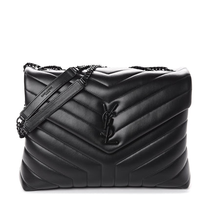 Saint Laurent Calfskin Y Quilted Monogram Medium Loulou Chain Satchel Black 1 of 8