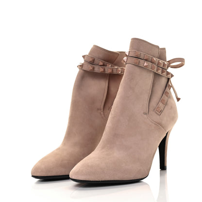 Valentino Garavani Suede Monochrome Rockstud Flair 85mm Ankle Boots 39 Rose Cannelle 3 of 24