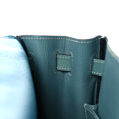 Hermes Veau Doblis Taurillon Clemence Evergrain Ghillies Kelly Retourne 32 Turquoise Ciel 16 of 38