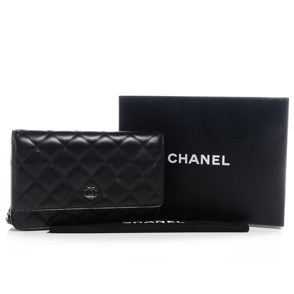Chanel Lambskin Quilted Wallet On Chain WOC Black 5 of 10