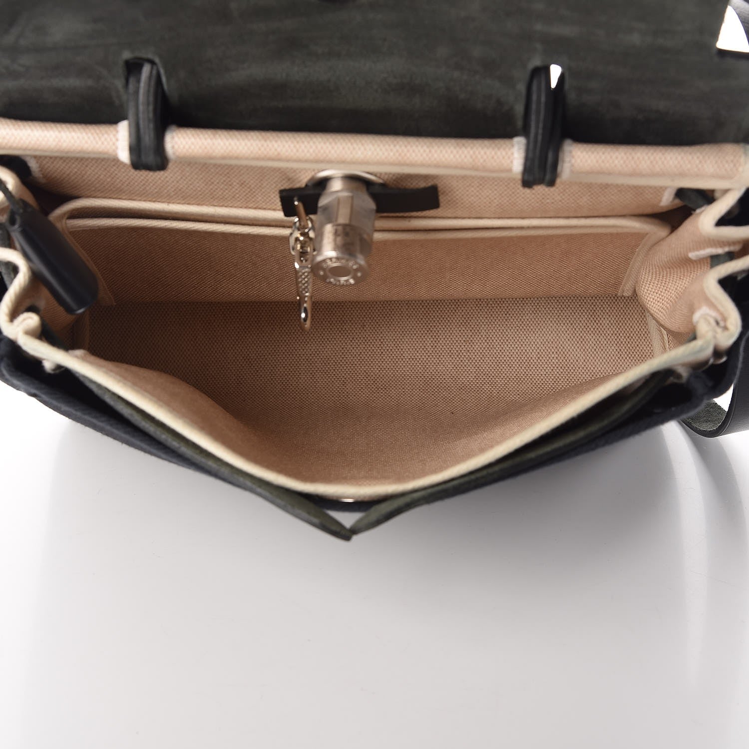 Hermes Toile Vache Calfskin Herbag 30 PM Natural Black 5 of 9