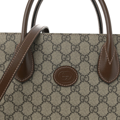 Gucci GG Supreme Monogram Azalea Calfskin Small Retro Interlocking G Tote Bag Beige Ebony Brown Sugar 8 of 11