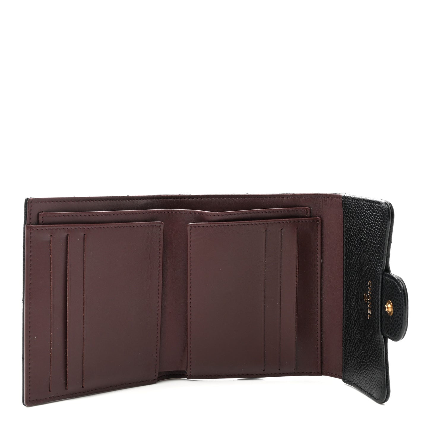Caviar Quilted Compact Flap Wallet Black