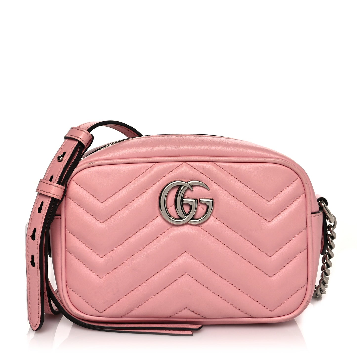 Calfskin Matelasse Mini GG Marmont Chain Shoulder Bag Wild Rose