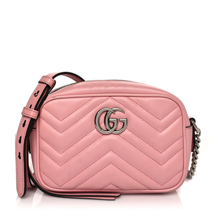 Gucci Calfskin Matelasse Mini GG Marmont Chain Shoulder Bag Wild Rose 1 of 11