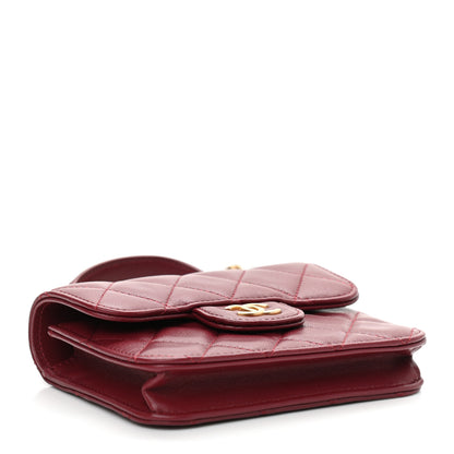 Chanel Lambskin Quilted Top Handle Flap Coin Purse With Chain Burgundy 4 of 8