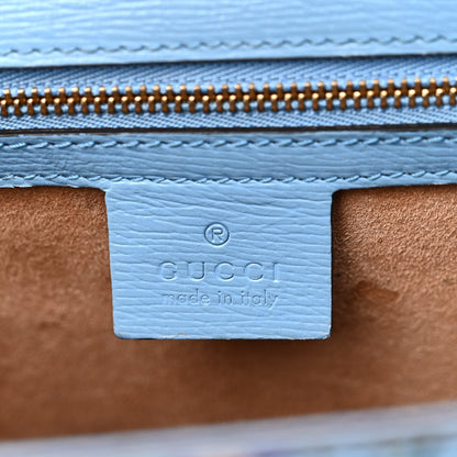 Gucci Calfskin New Flora Medium Sylvie Top Handle Bag Azure 6 of 20