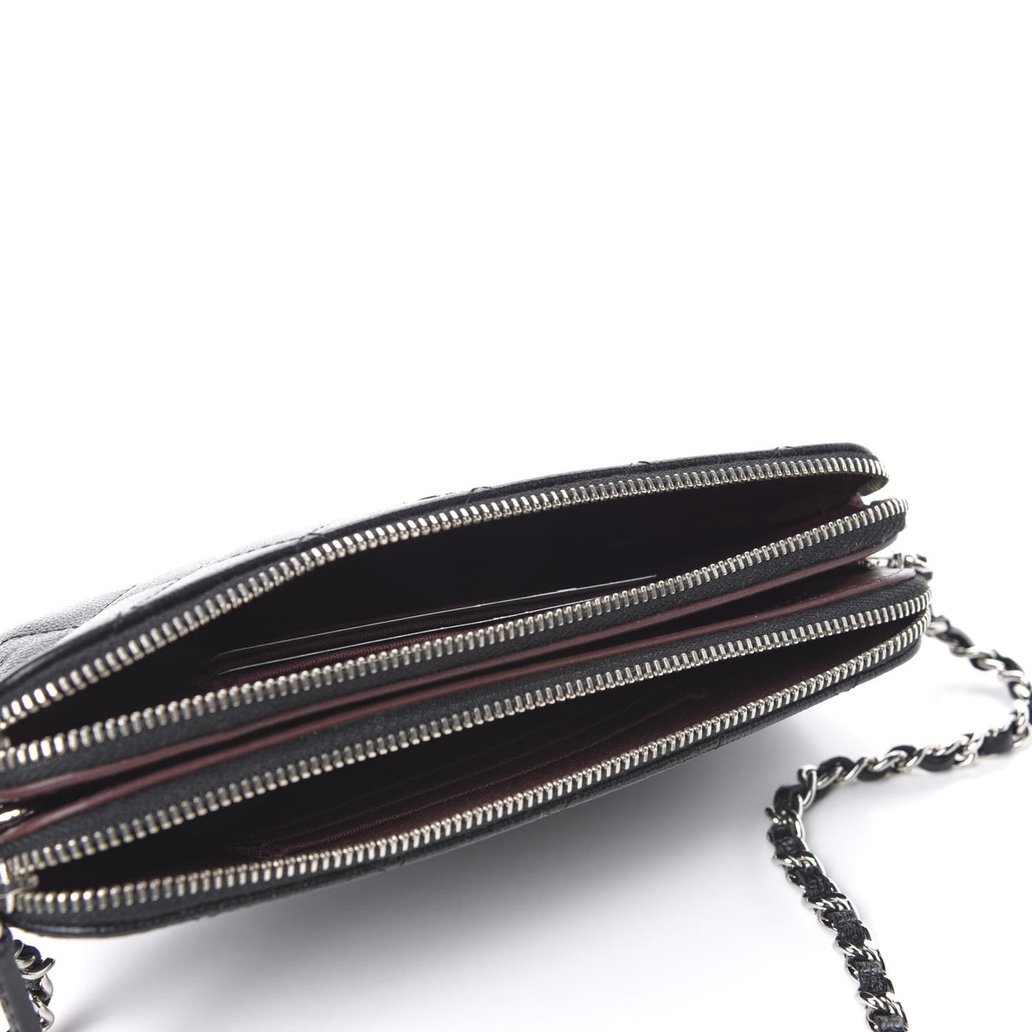 Caviar Quilted Small Clutch With Chain Black