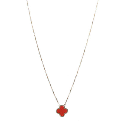 Van Cleef & Arpels 18K Yellow Gold Carnelian Vintage Alhambra Pendant Necklace 1 of 7
